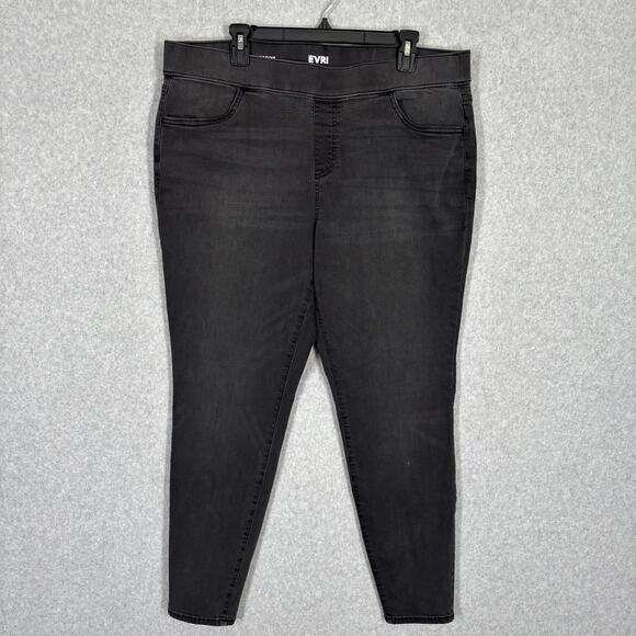 EVRI Jeans 16W Charcoal Skinny Jegging Ankle Faded Moto Witchy Classic‎ Casual - Picture 1 of 10